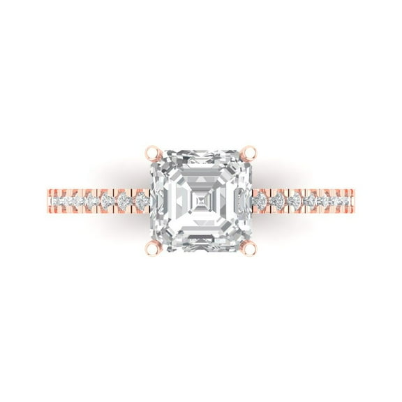 Solitaire with Accents Engagement Ring for Women - 2.7ct White Sapphire in 14K Rose Gold Promise Ring