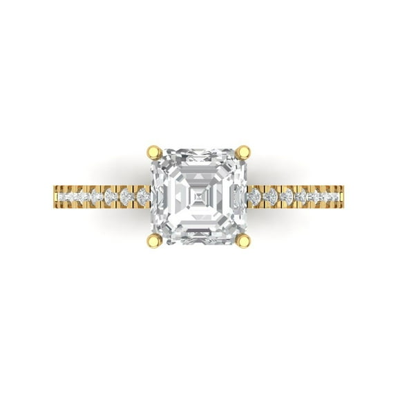 Solitaire with Accents Engagement Ring for Women - 2.7ct White Sapphire in 14K Yellow Gold Promise Ring