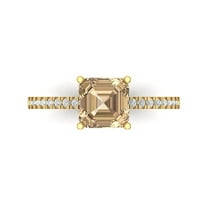 Solitaire with Accents Engagement Ring for Women - 2.7ct Yellow Moissanite in 18K Yellow Gold Promise Ring