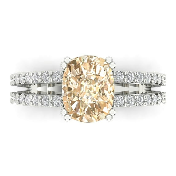 Solitaire with Accents Engagement Ring for Women - 3.48ct Natural Morganite in 14K White Gold Promise Ring