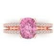 thumbnail image 1 of Solitaire with Accents Engagement Ring for Women - 3.48ct Simulated Pink Diamond in 14K Rose Gold Promise Ring, 1 of 7
