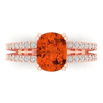 Solitaire with Accents Engagement Ring for Women - 3.48ct Simulated Red Diamond in 18K Rose Gold Promise Ring