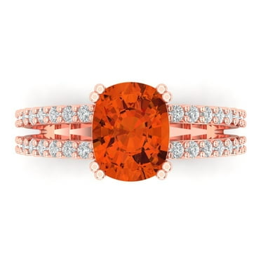 Solitaire with Accents Engagement Ring for Women - 3.48ct Simulated Red Diamond in 18K Rose Gold Promise Ring
