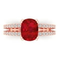 thumbnail image 1 of Solitaire with Accents Engagement Ring for Women - 3.48ct Simulated Ruby in 14K Rose Gold Promise Ring, 1 of 7