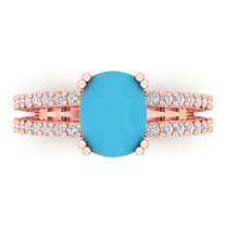 Solitaire with Accents Engagement Ring for Women - 3.48ct Simulated Turquoise in 18K Rose Gold Promise Ring