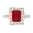thumbnail image 1 of Solitaire with Accents Engagement Ring for Women - 3.84ct Simulated Ruby in 18K Rose Gold Promise Ring, 1 of 6