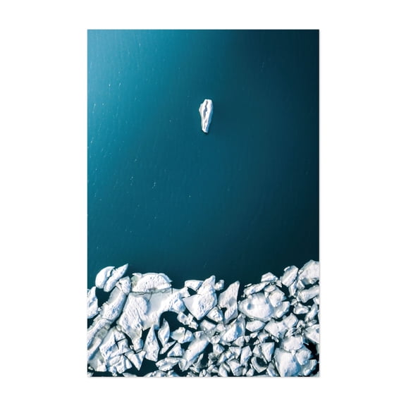 Solitary Drift - Iceland Photography Ocean Minimalist Nature Seascape Winter Abstract Unframed Wall Art Print 5 x 7 inches