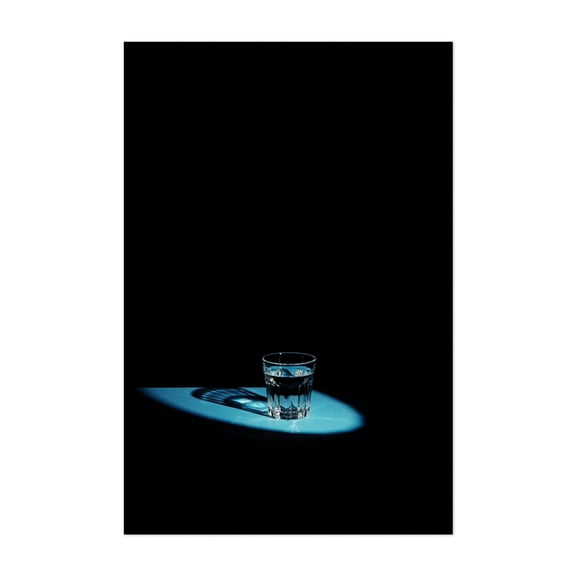 Solitary Glass Spotlight - Photography Minimalist Water Moody Night Sky Kitchen Decor Abstract Unframed Wall Art Print 4 x 6 inches