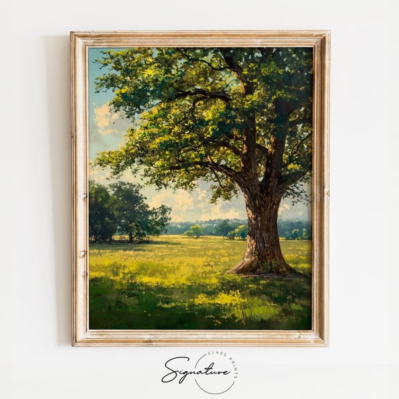 Solitary Oak Tree, Majestic Tree In Green Meadow, Rustic Nature Landscape Art, Summer Wall Decor, Tranquil Beauty, 629 Home Decor, 12x18 UNFRAMED