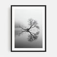 thumbnail image 1 of Solitary Reflection - Photography Black and White Nature Minimalist Landscape Scenic Water Black Framed Wall Art Print 6 x 8 inches, 1 of 7