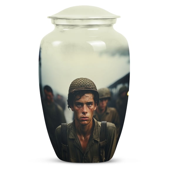Solitary Soldier Urn For Ashes Adult Male - Cremation Urns For Human Ashes - Funeral Urns For Adult Ashes Men - Decorative Memorial Urns - Large Urns For Human Ashes Adult (Size -10inch)
