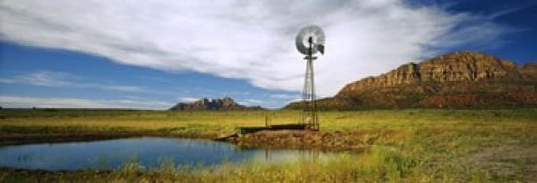 Solitary windmill near a pond US Route 89 Utah USA Canvas Art - Panoramic Images (18 x 7)