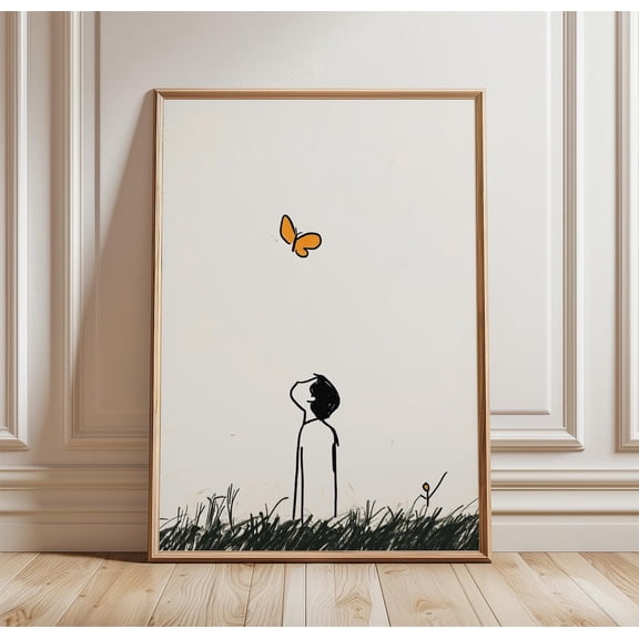 Solitude Figure Poster Minimal Cliff Line Art Calm Inspirational, Unframed Poster
