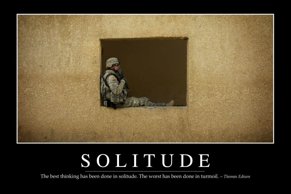 Solitude Inspirational Quote and Motivational Poster Canvas Art - Stocktrek Images (34 x 23)