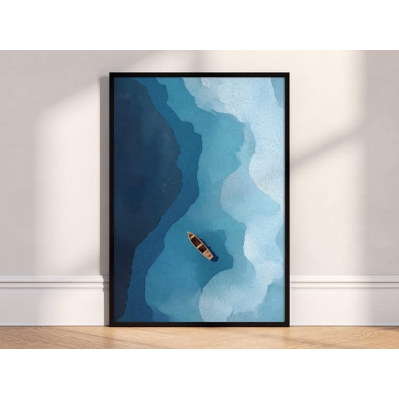 Solitude Rowing Lake Minimal Boat Art Poster Unframed Paper Print