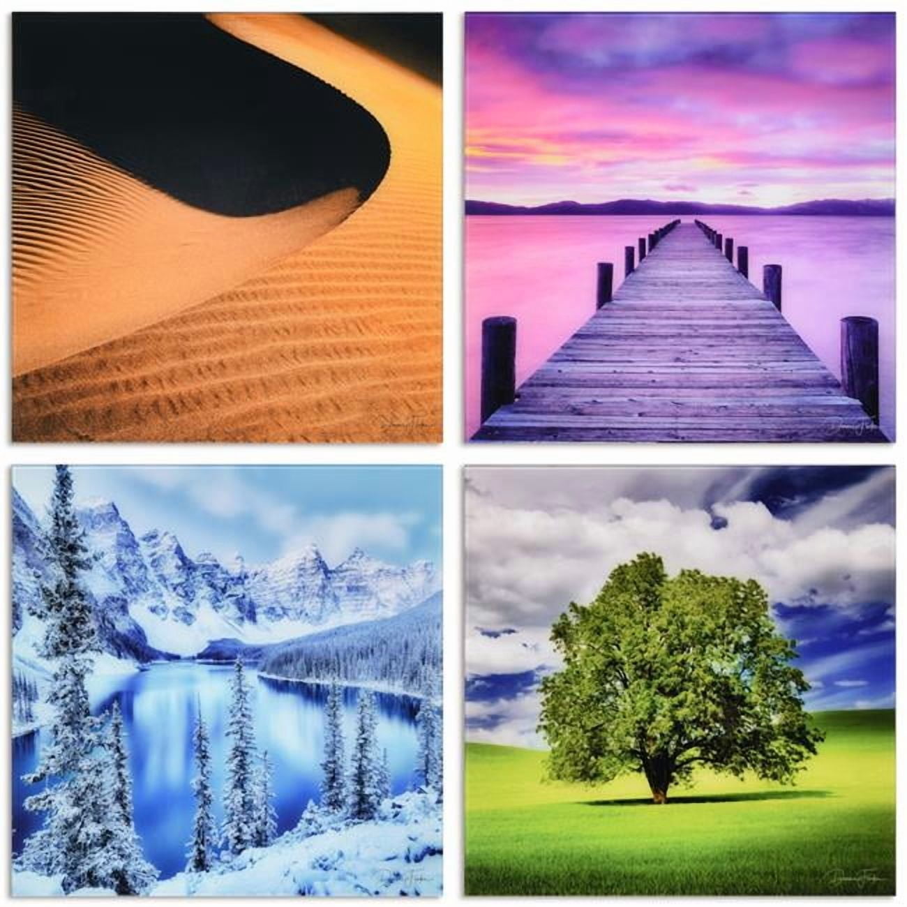 "Solitude & Sceneary" Frameless Free Floating Reverse Printed Tempered Glass Nature Scapes Wall Art