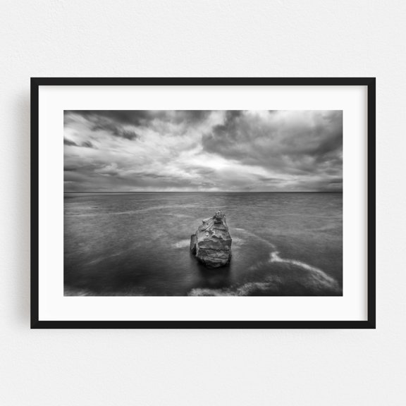 Solitude Stone in the Sea - San Diego California Photography Black Framed Wall Art Print 16 x 24 inches