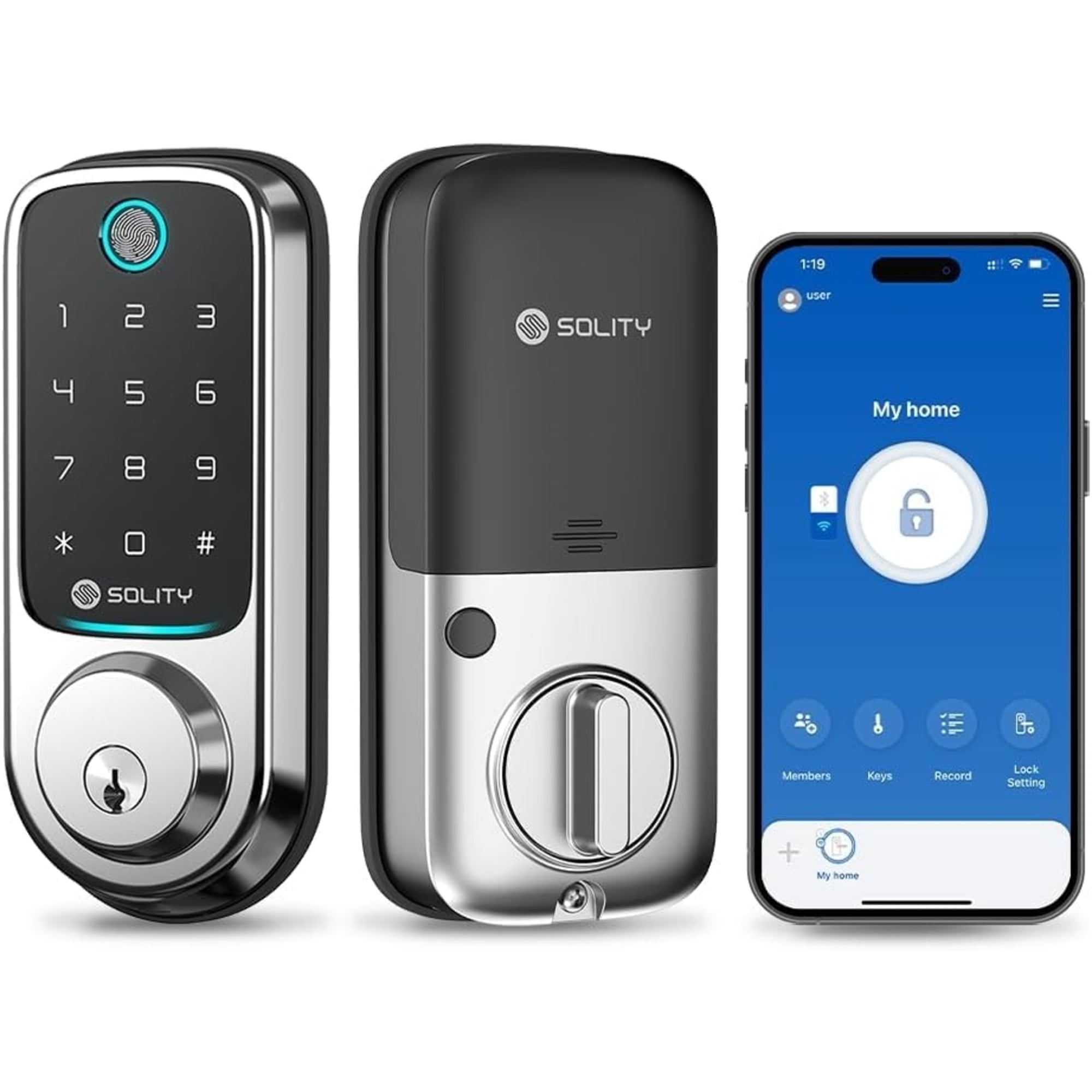 Solity GT10BKSN Satin Nickle Smart Lock
