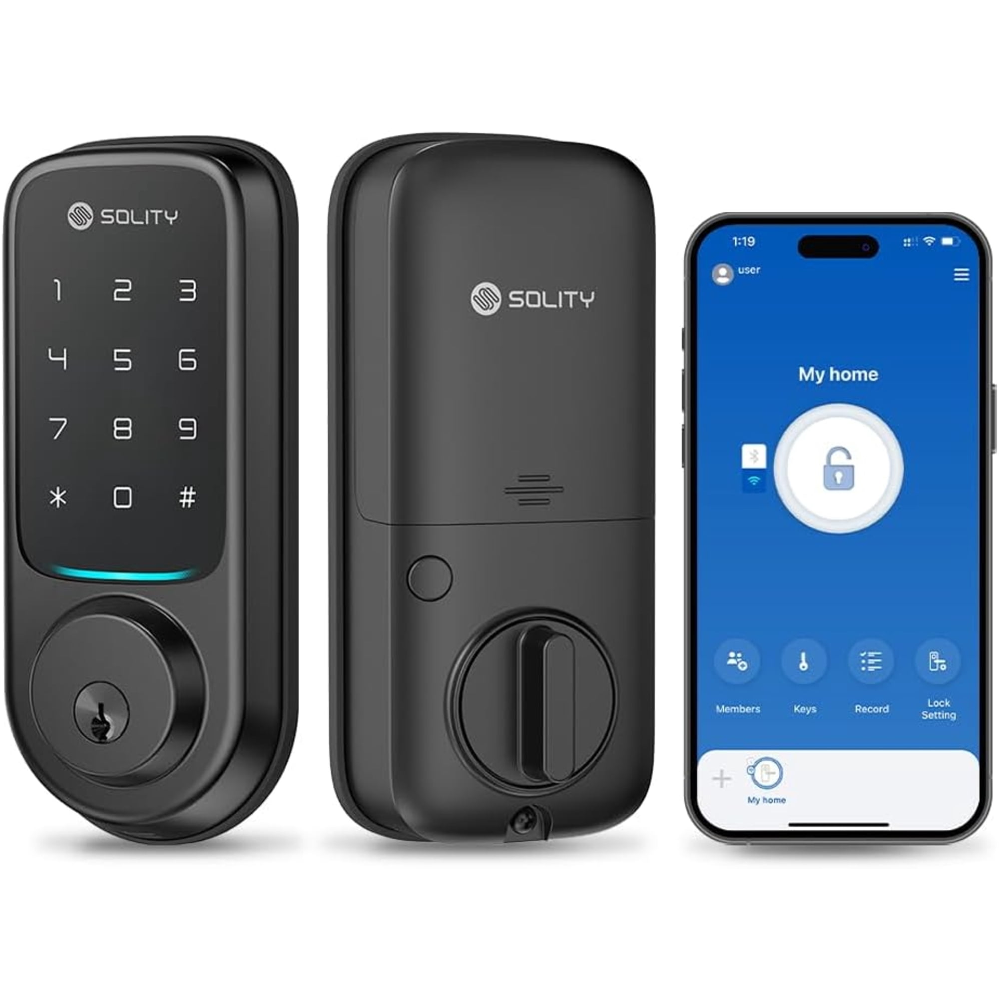 Solity GT10KBK Matte Black Smart Lock