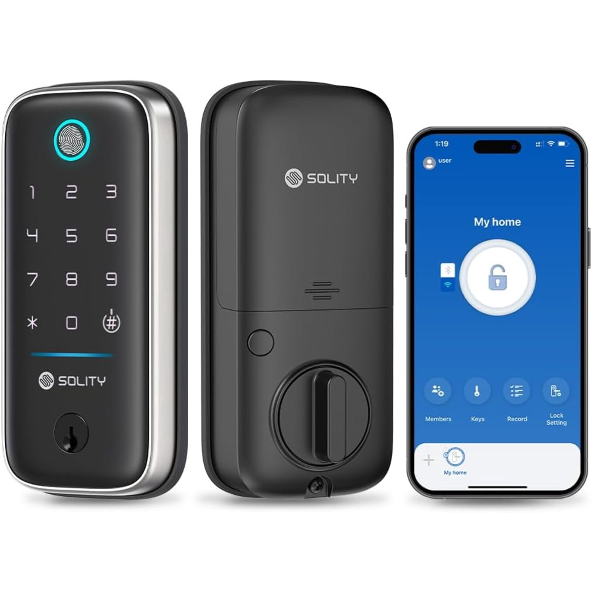 Solity GT5BKSN Satin Nickel Smart Deadbolt Door Lock