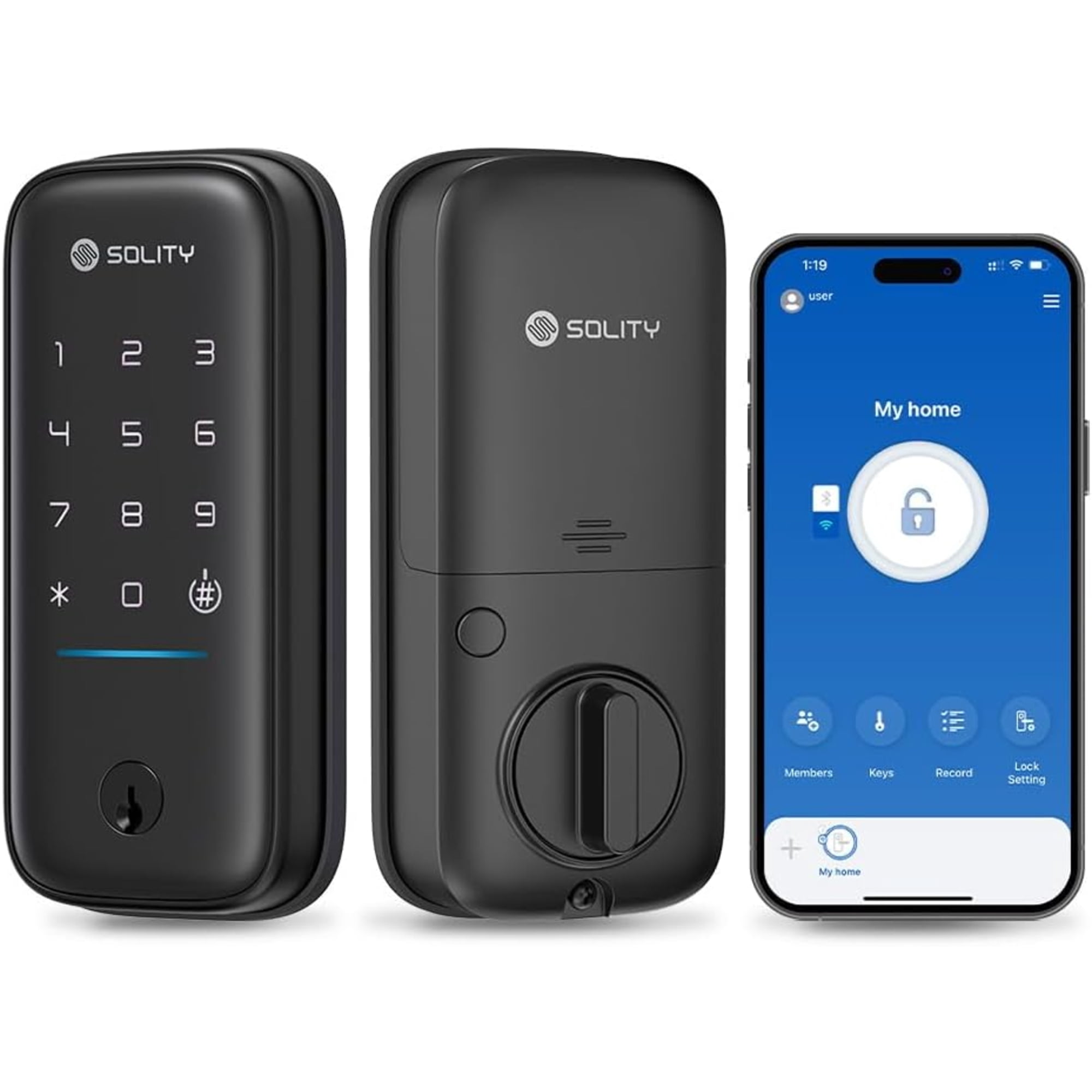 Solity GT5KBK Matte Black Smart Deadbolt Door Lock