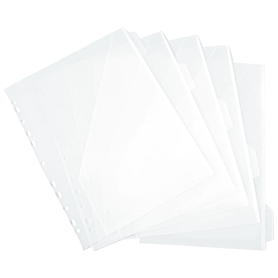 Solivara 11 Hole PP Index Dividers 5 Tabs Assorted Color File Separator Sheets For Document Organizer,Clear,11.81*9.84 in