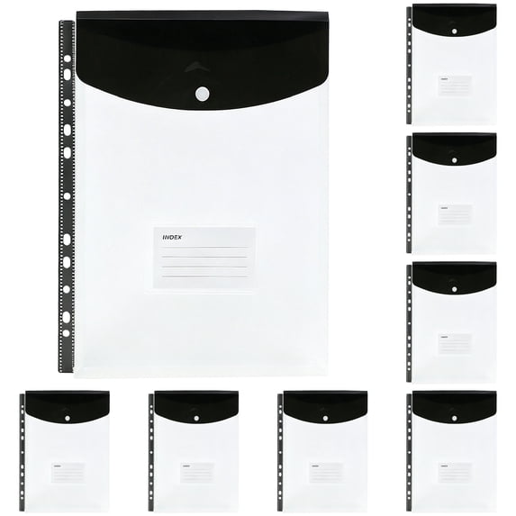 Solivara 11 Hole Plastic Expanding Envelope Folder For Home Office Document Organizer(Black*10,12.60*9.25*0.79 in)
