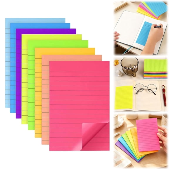 Solivara 16 Pack Lined Sticky Notes 4x6 Inch Colorful Memo For Meetings And Daily Use(Red*2,2pcs)