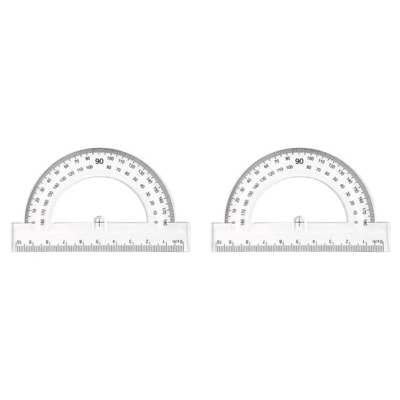 Solivara 180 Degree Plastic Protractor 3.94 Inch Swing Arm Semi Transparent For Students Geometry,Clear*2,3.94*2.76 in