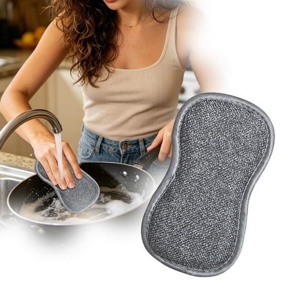 Solivara 2025 Washable Microfiber Scrub Sponge Non Scratch Kitchen Random(Grey,3.94*6.30in)