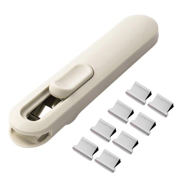 Solivara 2026 Portable Clip Stapler With 108 Reusable Clips Multifunctional Handheld Paper Clamp For And Home Use(White,4.72*0.98*0.51in)