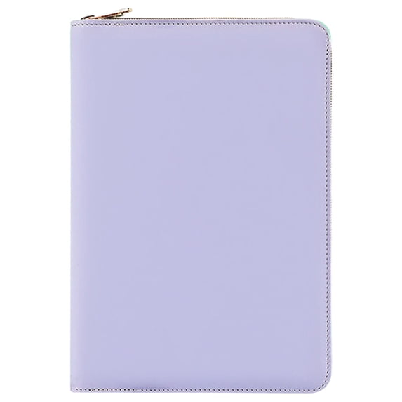 Solivara 26x19.5cm A5 Zipper PU Leather Notebook 200 Pages Lined Document Organizer(Purple,10.24*7.68in)
