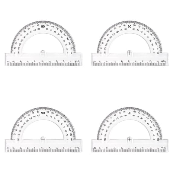 Solivara 3.94 Inch 180 Degree Plastic Protractor With Swing Arm For Geometry Students And Classroom,Clear*4,3.94*2.76 in