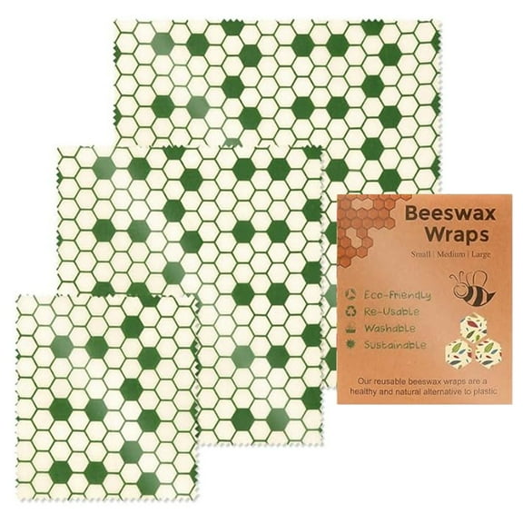 Solivara 3 Pack Beeswax Wraps For Food Reusable Sheets For Fruits And Vegetables Biodegradable(B,One Size)