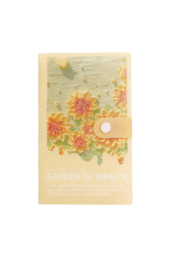 3D Painting Saving Book With Envelope Pockets For Money Management (Yellow,7.09×4.33in)