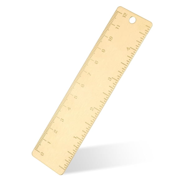 Solivara 4 Inch Brass Straight Ruler Scale Metal Measuring Pocket Precision Ruler For Drafting Craft Sewing,Gold,5.12*1.18 in