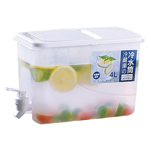 Solivara 4L Plastic Beverage Dispenser Refrigerator Cold Kettle With Spigot Lemonade Drink Container For Kitchen(Silver,One Size)