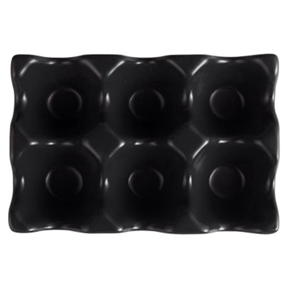 Solivara 6 Grids Ceramic Egg Holder Chicken Egg Trays Storage Organizer For Refrigerator Countertop Display(Black,One Size)