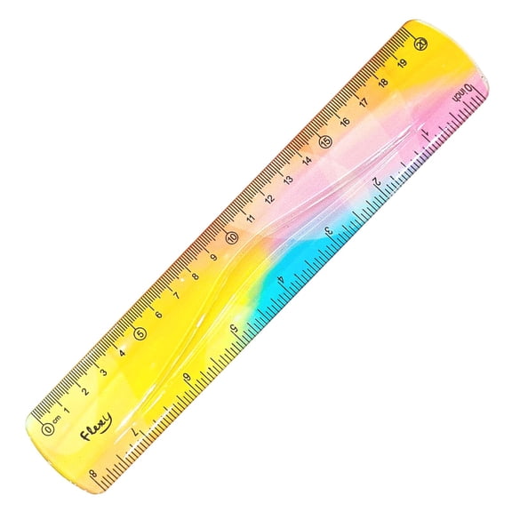 Solivara 8 Inch Bendable Plastic Ruler Soft Gradient Color With Centimeters And Inches For Student Classroom Home(D,As Shown)