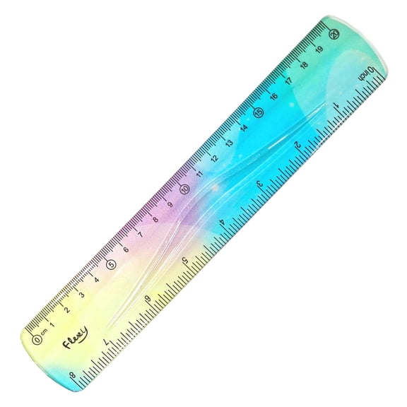 Solivara 8 Inch Bendable Soft Flexible Plastic Ruler Gradient Color With Centimeters And Inches For Measuring(A,8.66in)