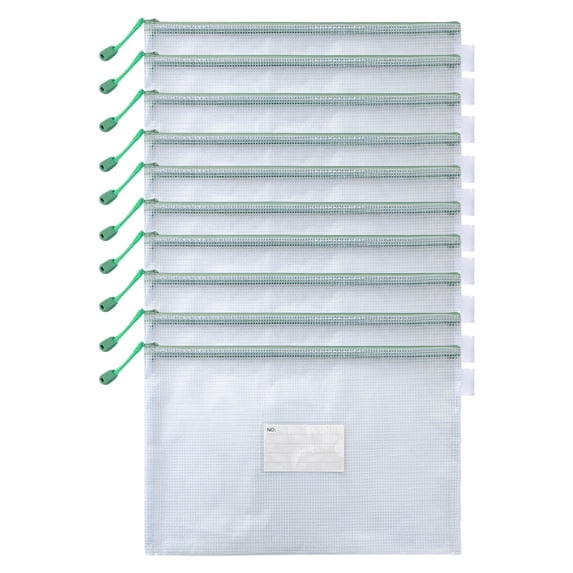 Solivara A4 Mesh Zipper Pouch With Label Pocket For Board Game Storage And Document Organization(Green*10,13*9.25in)