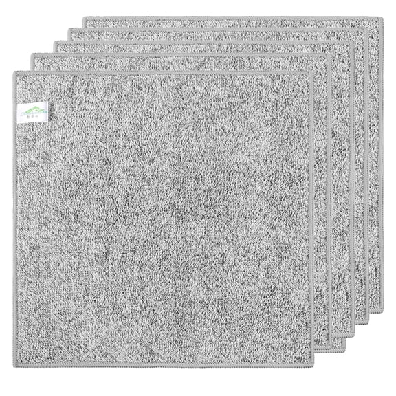 Solivara Absorbent Kitchen Towels And Dishcloths Strong Cleaning Ability For Kitchen Effective Cleaning Polyester Cotton Blend(Grey*5,One Size)