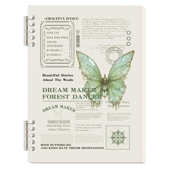 Solivara Aesthetic Butterfly Journal Notebook For Home Office Writing And Journaling (Light Green,7.99*5.51in)