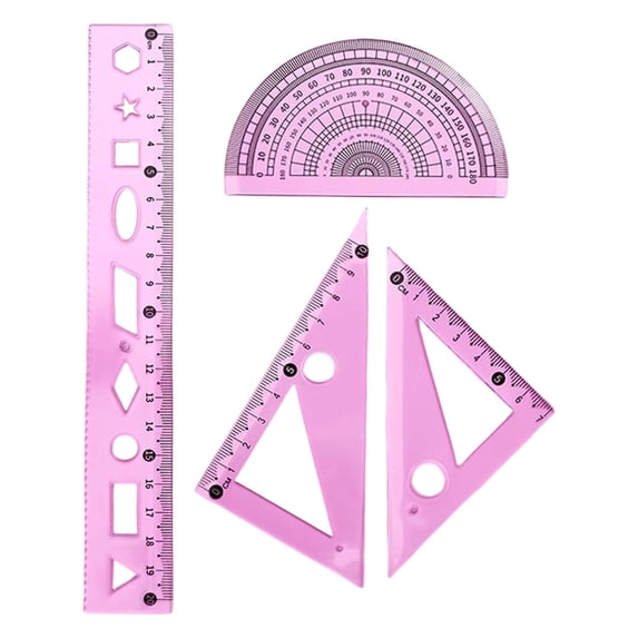 Solivara Bendable Ruler Set 4 Pack Flexible Geometry Math Kit For Students School Drawing Measuring,Hot Pink,8.27 in