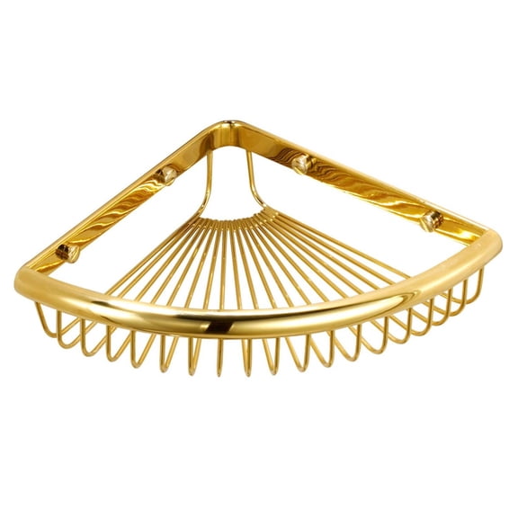 Solivara Brass Corner Shelf Shower Caddy Basket Organizer For Bathroom Shampoo And Soap Holder Polished Stainless Steel(Gold,One Size)