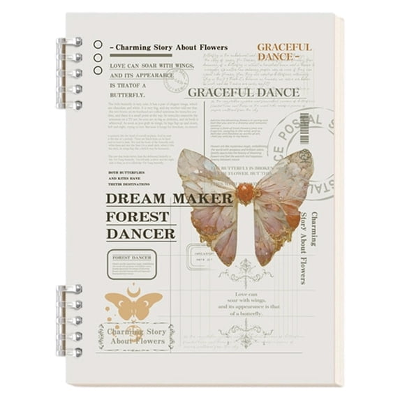Solivara Butterfly Cover Notebook For Women Retro Style Journal For Note Taking (Brown,7.99*5.51in)