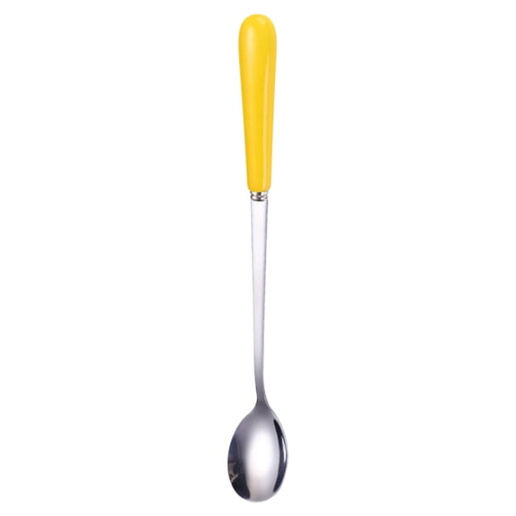 Solivara Ceramic Handle Stainless Long Spoon For Coffee Tea And Dessert Stirring Household Kitchen Utensil (Yellow,6.93*0.98in)