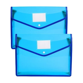 Solivara Clear Plastic Envelope Folder With Button For Legal Document Storage (Blue,14.57 x 11.02 in)