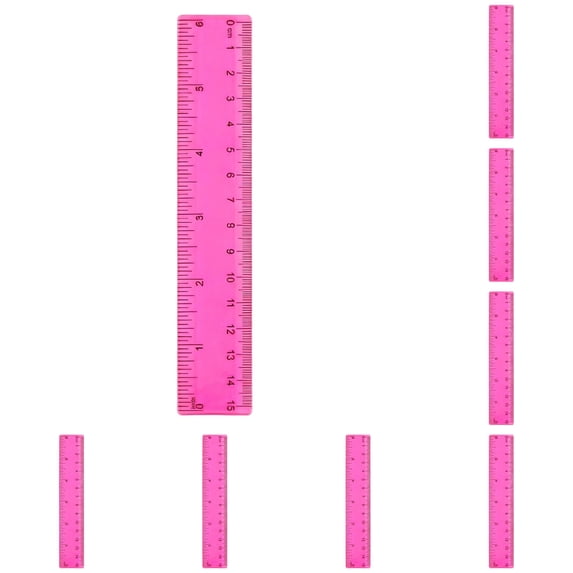 Solivara Clear Plastic Measuring Ruler Centimeter And Inch Scale For Students And Artists(Pink*10,6.14*1.18*3.94 in)