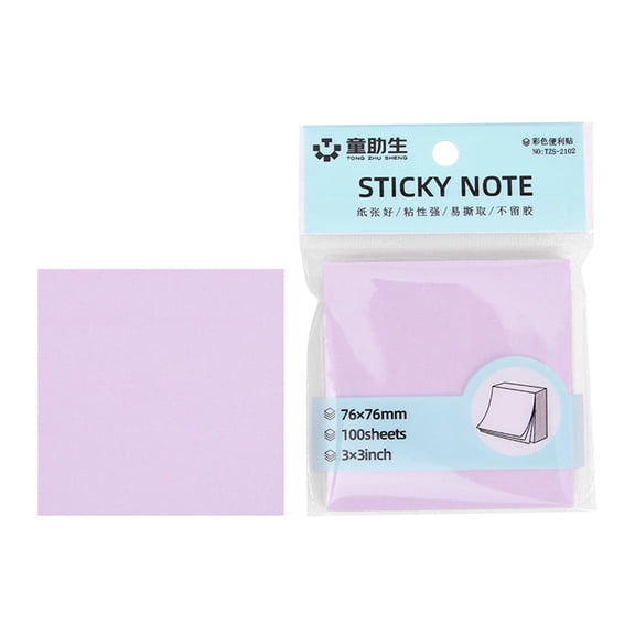 Solivara Colorful Tearable Adhesive Sticky Notes Message Note Papers Post It Paper(Purple,2.99*2.99in)